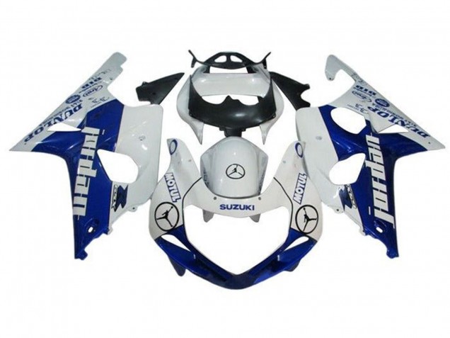 2000-2002 White Blue Jordan Dunlop Suzuki GSXR1000 Motorcycle Fairings