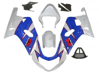 2000-2002 White Blue Red Pinstripe Suzuki GSXR1000 Motorcycle Fairings