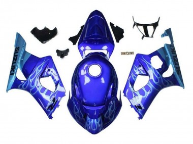2003-2004 Blue Light Blue White Flame Suzuki GSXR 1000 Motorcycle Fairings