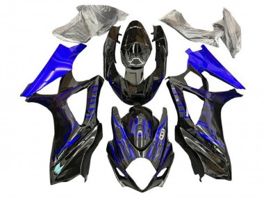 2005-2006 Black Blue Flame Suzuki GSXR 1000 Motorcycle Fairings