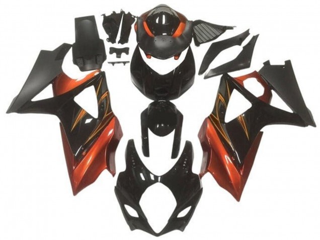2005-2006 Glossy Black Matte Black Orange Suzuki GSXR 1000 Motorcycle Fairings