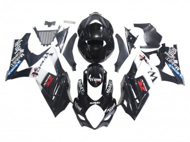 2005-2006 Glossy Black White West Suzuki GSXR 1000 Motorcycle Fairings