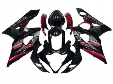 2005-2006 Glossy Black Red Silver Suzuki GSXR 1000 Motorcycle Fairings