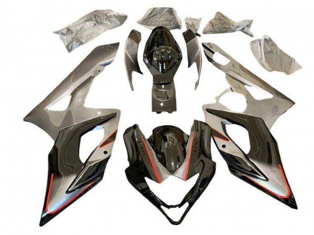 2005-2006 Silver Black Red Stripe Suzuki GSXR 1000 Motorcycle Fairings
