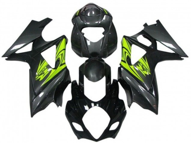 2007-2008 Black Neon Yellow Suzuki GSXR 1000 Motorcycle Fairings