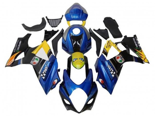 2007-2008 Blue Yellow Black Shark Suzuki GSXR 1000 Motorcycle Fairings