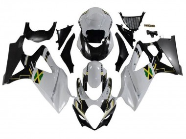 2007-2008 White Black Jamaica Suzuki GSXR 1000 Motorcycle Fairings