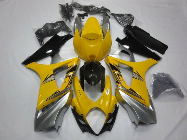 2007-2008 Yellow Silver Black Suzuki GSXR 1000 Motorcycle Fairings