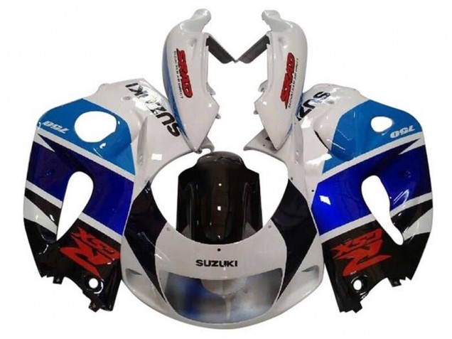 1996-2000 White Black Double Blue Red Suzuki GSXR 600 / GSXR 750 Motorcycle Fairings