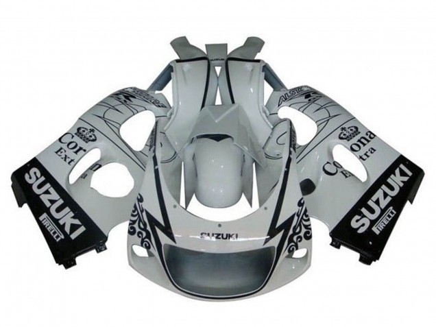 1996-2000 White Black Tribal Corona Suzuki GSXR 600 / GSXR 750 Motorcycle Fairings