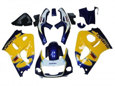 1996-2000 Yellow Blue Tribal Suzuki GSXR 600 / GSXR 750 Motorcycle Fairings