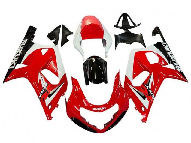 2001-2003 Red White Glossy Black Suzuki GSXR 600 / GSXR 750 Motorcycle Fairings