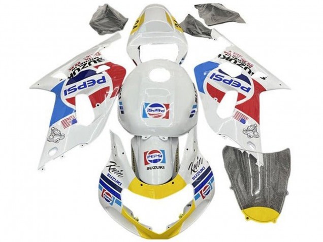 2001-2003 White Blue Red Yellow Pepsi Suzuki GSXR 600 / GSXR 750 Motorcycle Fairings