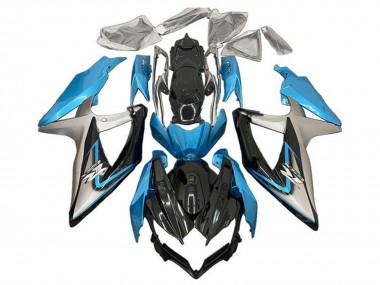 2008-2010 Light Blue Silver Glossy Black Suzuki GSXR 600 / GSXR 750 Motorcycle Fairings