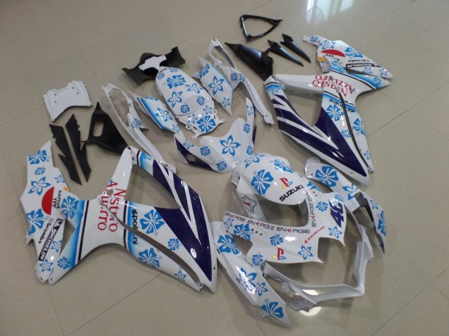 2008-2010 White Blue Flower Red Nastro Azurro Suzuki GSXR 600 / GSXR 750 Motorcycle Fairings