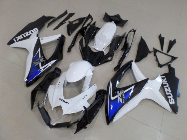 2008-2010 White Blue Glossy Black Suzuki GSXR 600 / GSXR 750 Motorcycle Fairings