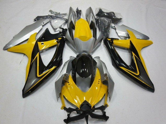 2008-2010 Yellow Silver Grey Black Suzuki GSXR 600 / GSXR 750 Motorcycle Fairings