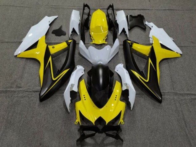 2008-2010 White Yellow Grey Black Suzuki GSXR 600 / GSXR 750 Motorcycle Fairings