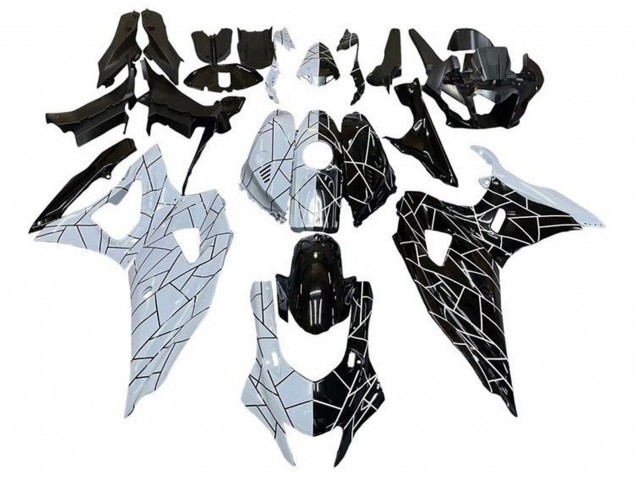 2021-2024 White Black Split Stripe Yamaha YZF R7 Motorcycle Fairings