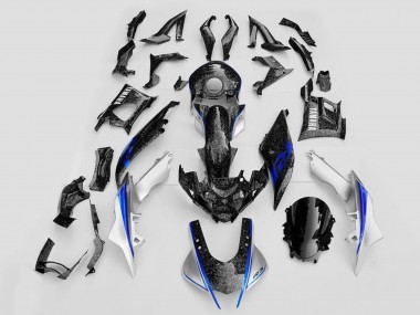 2019-2021 White Blue Black Forged Carbon Fiber Style Yamaha YZF R3/R25 Motorcycle Fairings