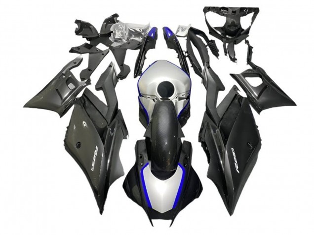2022-2024 Silver Blue Black Carbon Fiber Style Yamaha YZF R3/R25 Motorcycle Fairings
