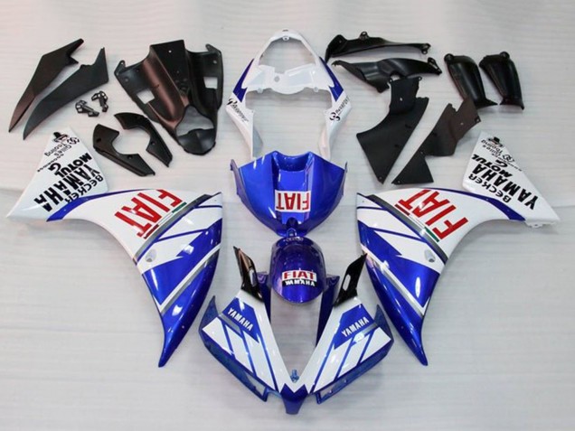 2009-2011 White Blue Red Fiat Yamaha YZF 1000 R1 Motorcycle Fairings