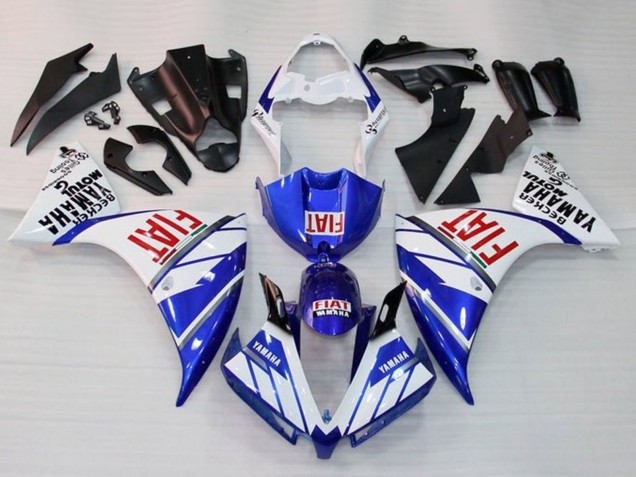 2012-2014 White Blue Red Fiat Yamaha YZF 1000 R1 Motorcycle Fairing