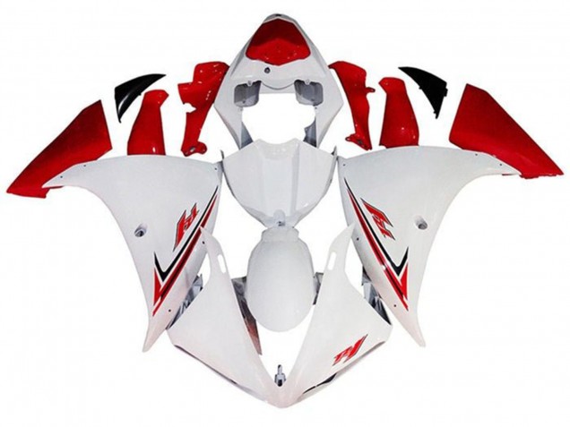 2012-2014 White Red Yamaha YZF 1000 R1 Motorcycle Fairings