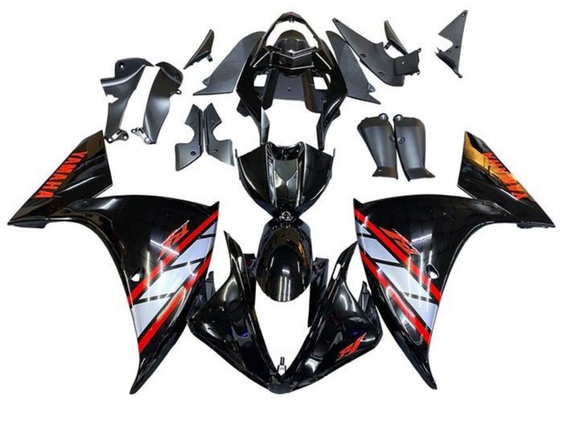 2012-2014 Glossy Black Silver Red Stripe Yamaha YZF 1000 R1 Motorcycle Fairings