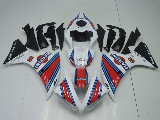 2012-2014 White Red Blue Black Martini Yamaha YZF 1000 R1 Motorcycle Fairings