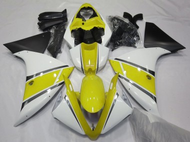 2012-2014 White Yellow Matte Black Yamaha YZF 1000 R1 Motorcycle Fairings