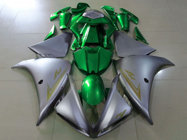 2012-2014 Matte Silver Green Yamaha YZF 1000 R1 Motorcycle Fairings