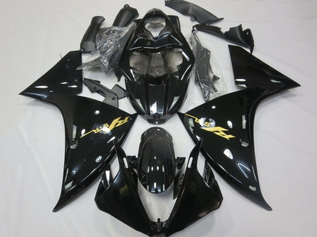 2012-2014 Glossy Black Gold Decals Yamaha YZF 1000 R1 Motorcycle Fairings