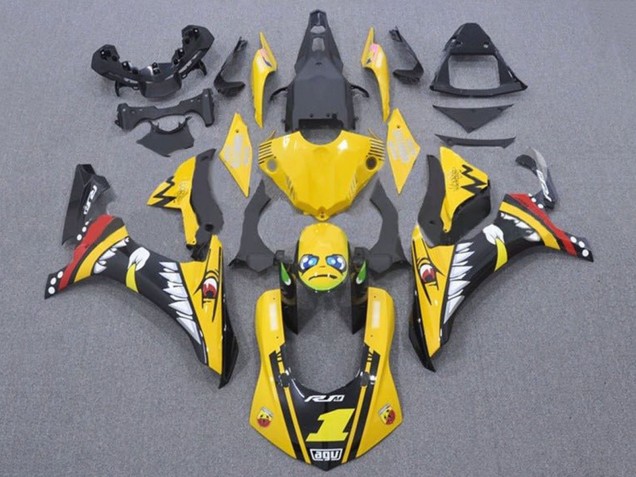 2015-2019 Yellow Red Shark Yamaha YZF 1000 R1 Motorcycle Fairings