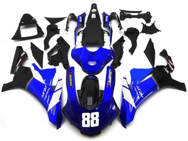 2015-2019 Blue White Glossy Black Akropovic Yamaha YZF 1000 R1 Motorcycle Fairings
