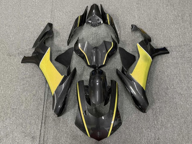 2015-2019 Faux Carbon Fiber Yellow Yamaha YZF 1000 R1 Motorcycle Fairings
