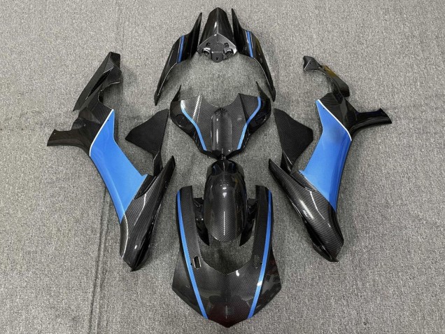 2015-2019 Faux Carbon Fiber Light Blue Yamaha YZF 1000 R1 Motorcycle Fairings