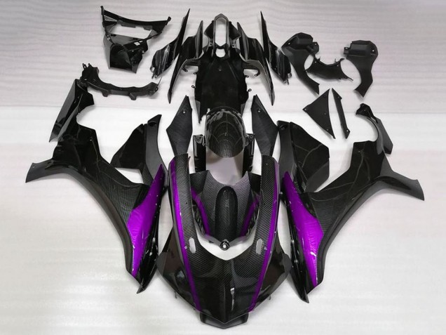 2020-2025 Faux Carbon Fiber Purple Stripe Yamaha YZF 1000 R1 Motorcycle Fairings