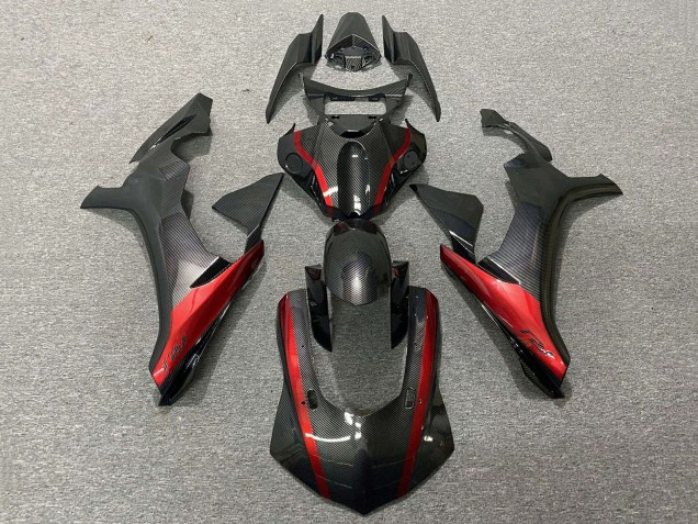 2020-2025 Faux Carbon Fiber Red Yamaha YZF 1000 R1 Motorcycle Fairings
