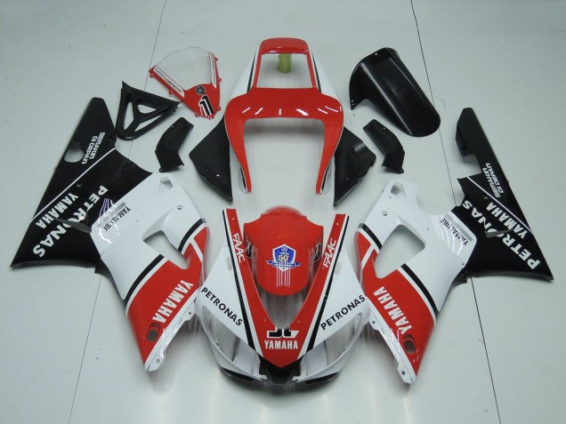 1998-1999 Red White Glossy Black Petronas Yamalube Yamaha YZF 1000 R1 Motorcycle Fairings