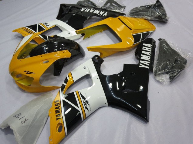 1998-1999 Yellow White Glossy Black Yamaha YZF 1000 R1 Motorcycle Fairings