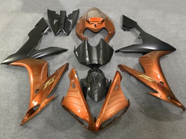 2004-2006 Orange Faux Carbon Fiber Matte Black Yamaha YZF 1000 R1 Motorcycle Fairings