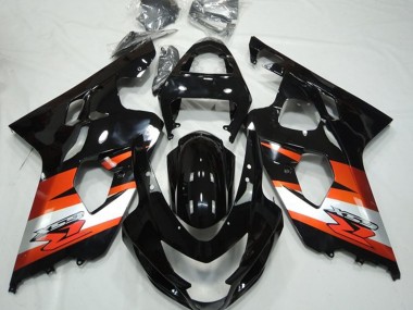 2004-2005 Glossy Black Orange White with Decal Suzuki GSXR 600 / GSXR 750 Motorcycle Fairings