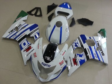 2004-2005 White Blue Black Green Tyco Suzuki GSXR 600 / GSXR 750 Motorcycle Fairings