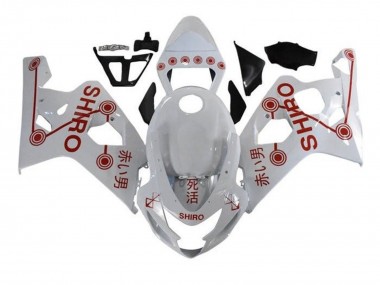2004-2005 White Red Shiro Suzuki GSXR 600 / GSXR 750 Motorcycle Fairings