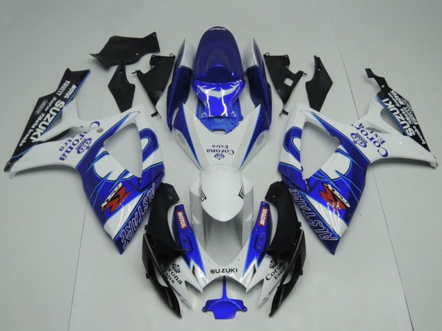 2006-2007 White Blue Black Corona Extra Motul Suzuki GSXR 600 / GSXR 750 Motorcycle Fairings