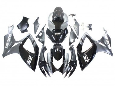 2006-2007 Silver Glossy Black White Suzuki GSXR 600 / GSXR 750 Motorcycle Fairings
