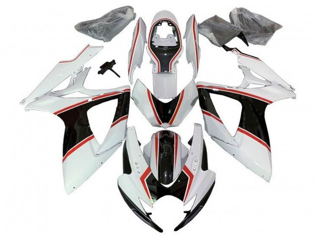 2006-2007 White Orange Black Pinstripe Suzuki GSXR 600 / GSXR 750 Motorcycle Fairings