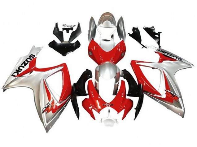 2006-2007 Silver Red Black Suzuki GSXR 600 / GSXR 750 Motorcycle Fairings