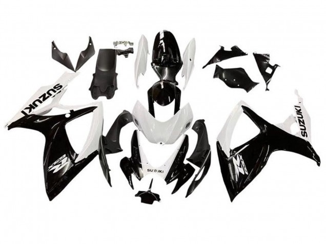 2006-2007 White Glossy Black Suzuki GSXR 600 / GSXR 750 Motorcycle Fairing